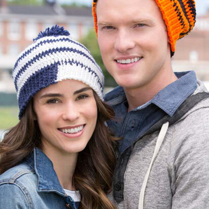 Fired Up Slouchy Beanies in Red Heart Team Spirit - LW4969 - Downloadable PDF