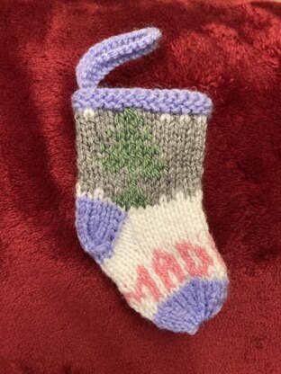 Mini personalised tree Christmas stocking decoration