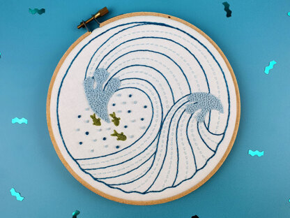 Oh Sew Bootiful Ocean Waves Printed Embroidery Kit