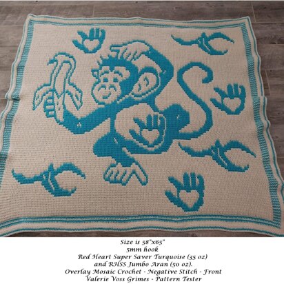 LovePrints Monkey Blanket - Overlay Mosaic Crochet Pattern