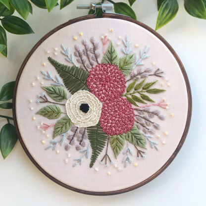 Dahlia Blooms Embroidery Pattern