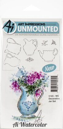 Art Impressions Watercolor Cling Rubber Stamps - Decorative Jar