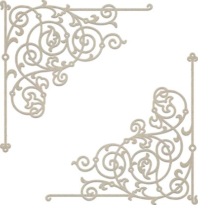 Artdeco Creations Couture Creations Gentlemans Emporium Chipboard 2/Pkg - Filigree Corner