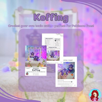 Koffing Amigurumi Pattern 💜🧶 Digital PDF – Crochet Your Own Pokémon!