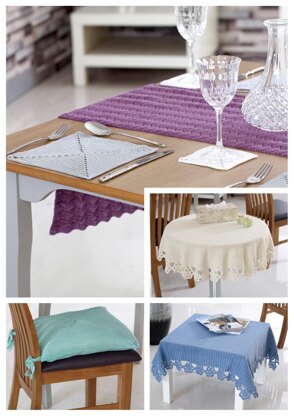 Table Mats, Coasters, Runner, Seat Pads & Table Cloths in King Cole Giza 4Ply - 5071 - Downloadable PDF