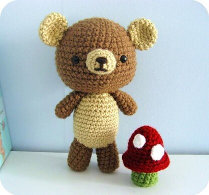 Little Amigurumi Bear and Mushroom Pattern Set