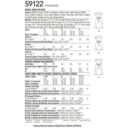 Simplicity Misses' Dresses S9122 - Paper Pattern, Size A (XS-S-M-L-XL)