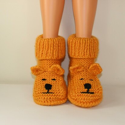 Adult Teddy Bear Slipper Boots - knitting pattern