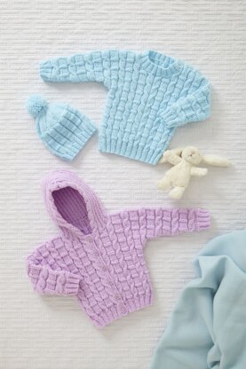 Sweater, Jacket, Sleeping Bag and Hat in King Cole Big Value Baby DK - 6212 - Leaflet