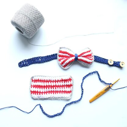 Striped Tunisian Bow Tie