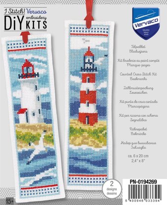 Vervaco Bookmark Kit Lighthouses Set Of 2 Cross Stitch Kit - 6 x 20 cm / 2.4in x 8in