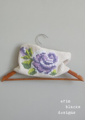 Cotton Rose Bloom Cowl (8" x 24" circumference) (tunisian005)