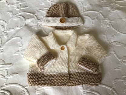 Baby girl cream & taupe jacket and hat