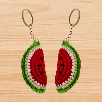 Crochet watermelon keychain