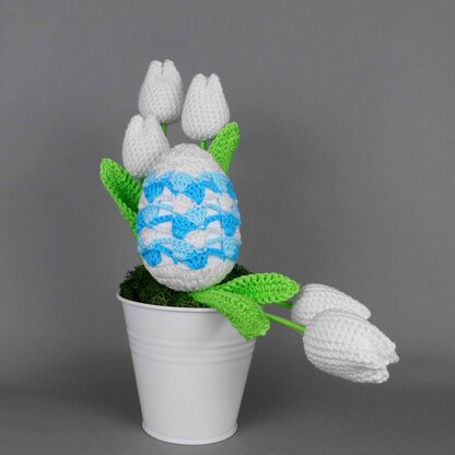 Colourful Easter egg with tulips Easter decoration