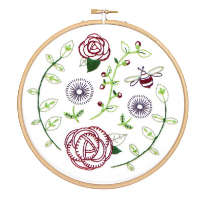 Hawthorn Handmade Rose Garden Contemporary Printed Embroidery Kit - 16cm