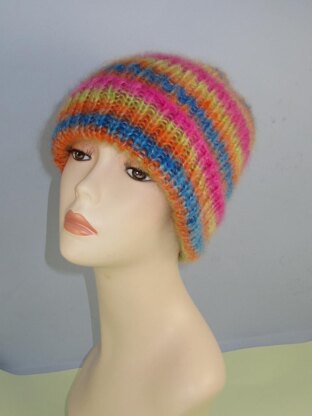 Angel Print Mohair All Rib Beanie Hat