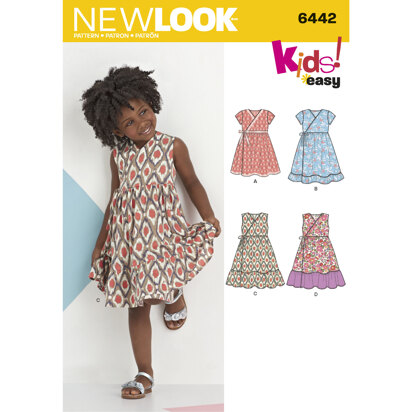 New Look Child's Easy Wrap Dresses 6442 - Paper Pattern, Size A (3-4-5-6-7-8)