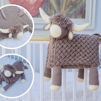 3in1 Highland Cow Folding Baby Blanket