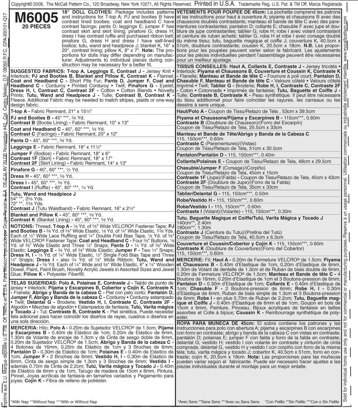 McCall's Clothes and Accessories for 18'' Doll M6005 - Paper Pattern Size One Size Only