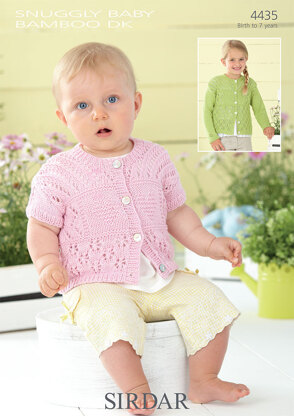 Short and Long Sleeved Lace Cardigans in Sirdar Snuggly Baby Bamboo DK - 4435 - Downloadable PDF