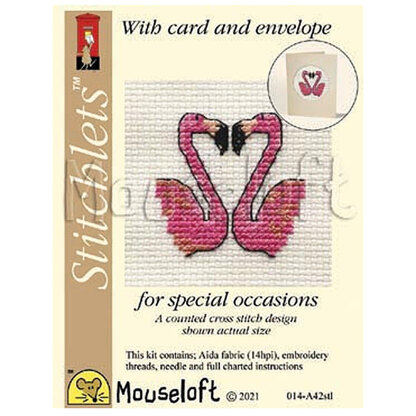 Mouseloft Flamingo, Flamingo Card Occasions Stitchlets Cross Stitch Kit - 100 x 125 x 12