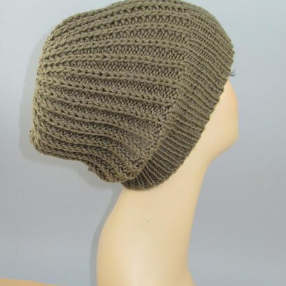 Chunky Simple Fishermans Rib Slouch Hat