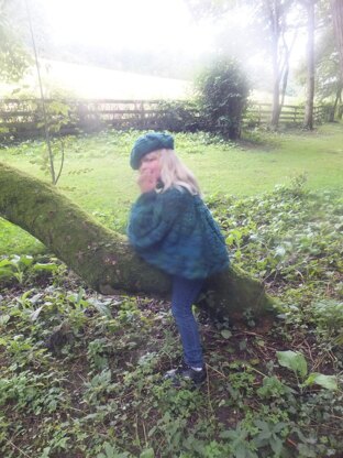 Child's Leaf Poncho With Matching Beret