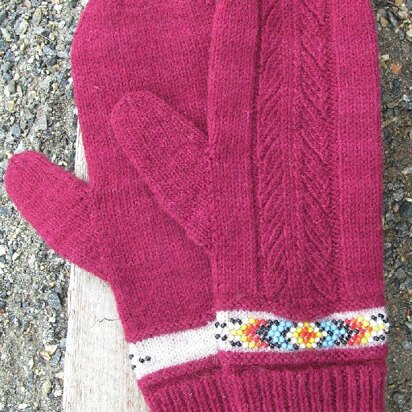 Indian Feather Mitts & Cuffs - knitting pattern