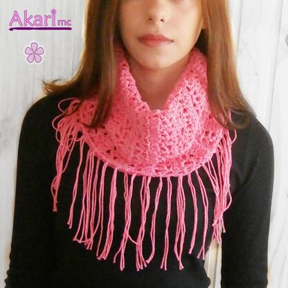 Easy lacy cowl with fringes _ C16