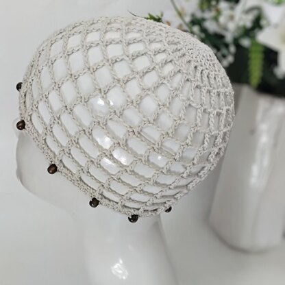 Beaded Net Mesh Beach Hat