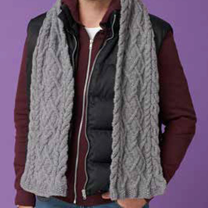 Men's Cabled Scarf in Caron United - Downloadable PDF - knitting pattern