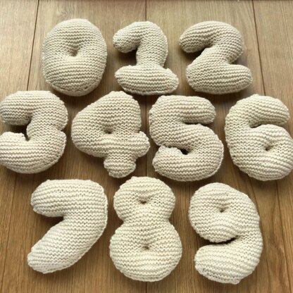 "Bubble Writing" Knit Numbers