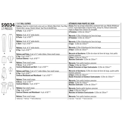 Simplicity S9034 11 1/2in Doll Clothes - Paper Pattern, Size OS (ONE SIZE)