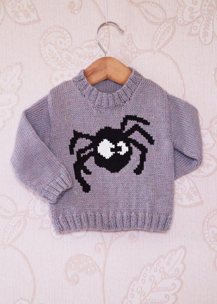 Intarsia - Spider Chart - Childrens Jumper Knitting pattern by