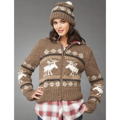 Reindeer Games Hat and Jacket in Bernat Roving - knitting pattern