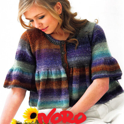 Short Sleeved Cardigan  in Noro Silk Garden Lite - Downloadable PDF