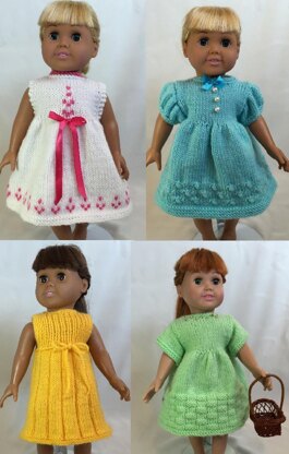 Days of the Week Dresses, Book 1 - Knitting Patterns fit American Girl and other 18-Inch Dolls
