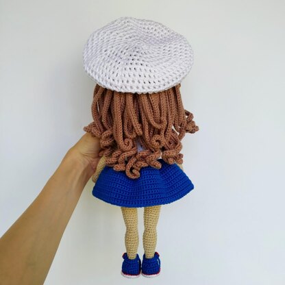 Astrid amigurumi Doll with marine clothes crochet pattern in English, Deutsch and Français