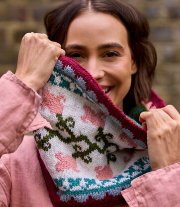 Golden Lily Reversible Cowl  by Debbie Bliss & Chloé Elizabeth Birch in Morris DK - Downloadable PDF