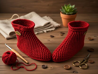 Crochet Slipper Boot Pattern PDF + English Video Tutorial for Women