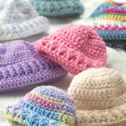 Crochet & Knit Newborn Caps in Red Heart Anne Geddes Baby - LW1551