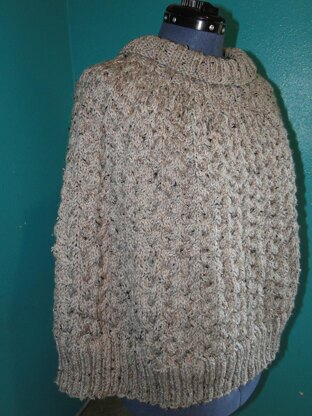 Grey Marble Cable Poncho