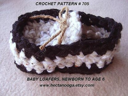 705 BABY LOAFER BOOTIES CROCHET PATTERN, newborn to 6 years