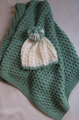 Seafoam Textured Baby Hat Blanket.