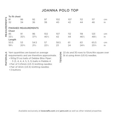 Joanna Polo Top - Knitting Pattern for Women in Debbie Bliss Piper