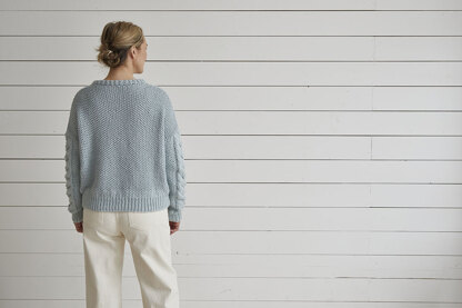 Lace with Bobble Sweater - Jumper Knitting Pattern For Women in Debbie Bliss Dulcie by Debbie Bliss