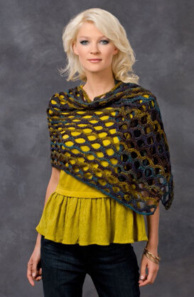 Open Wave Shawl in Red Heart Boutique Midnight - LW3317 - Downloadable PDF
