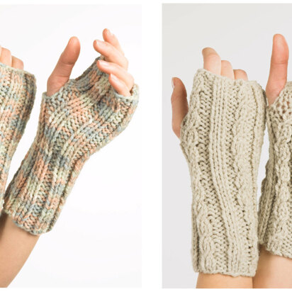 Fingerless Gloves in Plymouth Encore Chunky - F237