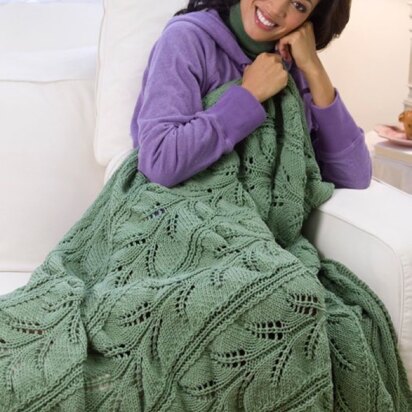 Hawaiian Lacy Fern Throw in Red Heart Super Saver Economy Solids - WR2044 - knitting pattern